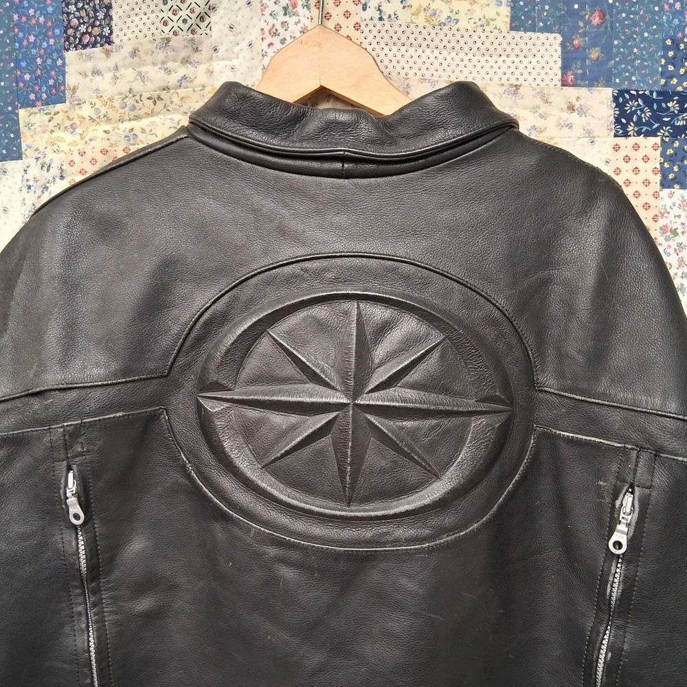 Yamaha Star Motorcycle Leather Riding Jacket Size‎ XL Black Removable Lining